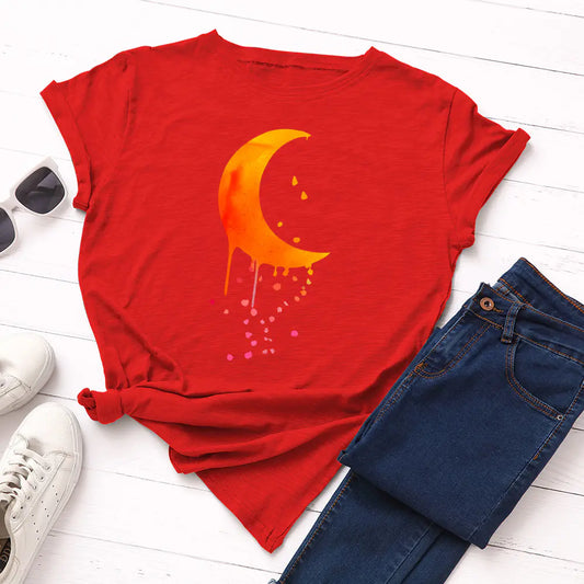 T-shirt à manches courtes Creative Moon Raindrop